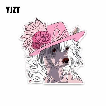 

YJZT 12.7*12.7CM Hipster Chinese Crested Dog Car Decoration Bumper Window Sticker C1-4264