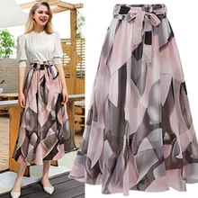 Богемные летние плиссированные юбки с высокой талией и цветочным принтом, женская шифоновая юбка в стиле бохо размера плюс 4XL Faldas Mujer Moda