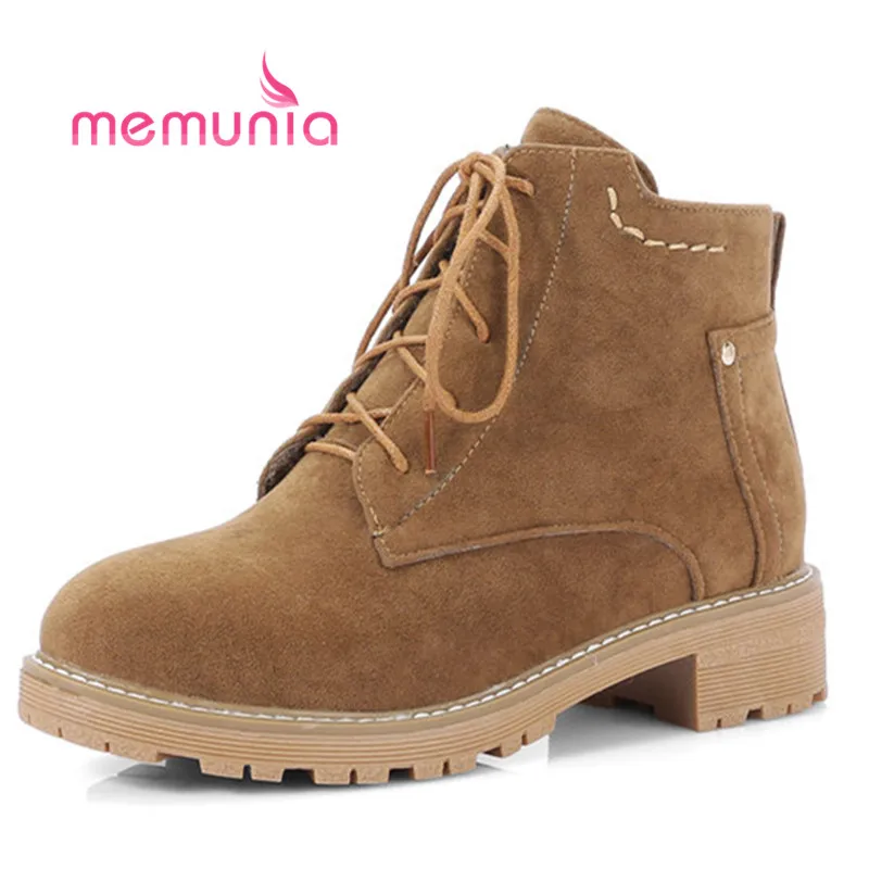 

MEMUNIA large size 34-39 women boots comfortable low heel fashion boots elegant cross tied 2020 new winter ankle boots