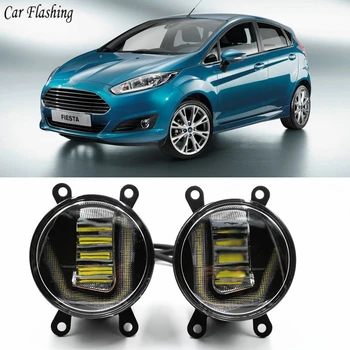 

3-IN-1 Functions LED For Ford Fiesta 2009 - 2014 2015 2016 DRL Daytime Running Light Car Projector Fog Lamp with yellow signal