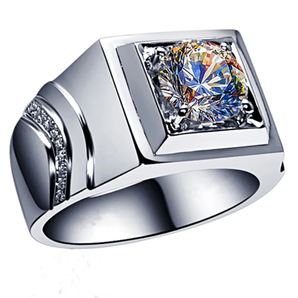 Мужское Ювелирное кольцо из чистого белого золота 18 К 2CT CHARLES& COLVARD Сертифицированный муассанит кольцо с бриллиантами мужское обручальное кольцо Тест Положительный