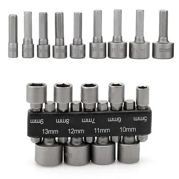 

OOTDTY 9Pcs 5-13mm Power Nut Driver Drill Bit 1/4" Hex Shank Metric Socket Wrench Screw