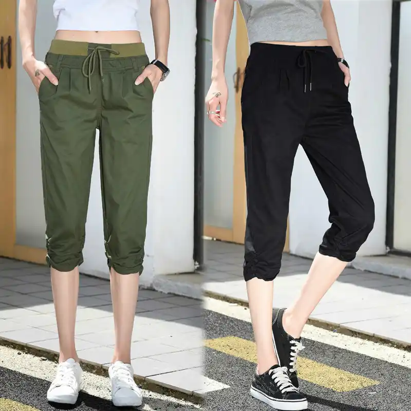 plus size capris elastic waist