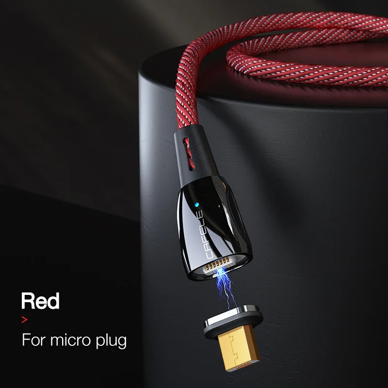 Cafele новейший QC 3,0 Магнитный Micro USB кабель для iPhone Магнитный usb type C зарядный кабель для Xiaomi huawei магнитное зарядное устройство - Цвет: For micro cable red