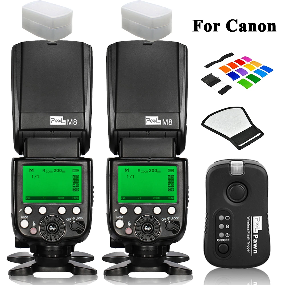 

2pcs PIXEL M8 High Performance Wireless Flash Speedlite & TF-361 Flash Trigger Transmitter For Canon 1100D 750D 650D 600D 550D