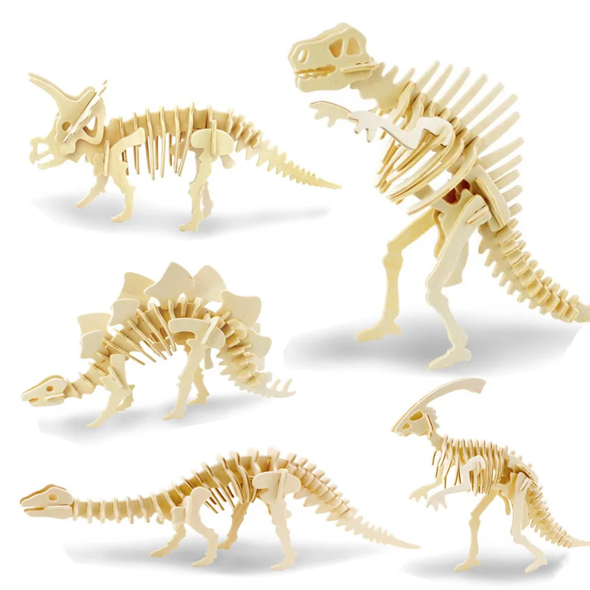

Hot Kids DIY 3D Puzzle Wooden Toys for Children and Adults Dinosaur Puzzles Wood Toy for Learning Assemble Toy Educational Game