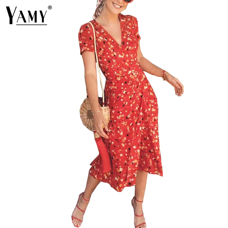 red midi dress casual