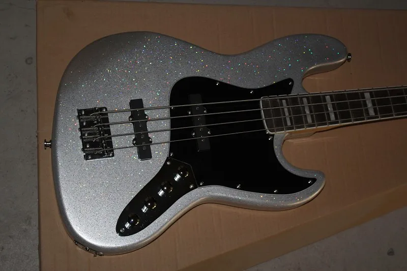Free Shipping Factory custom shop 2017 new Shining silver jazz 4 string