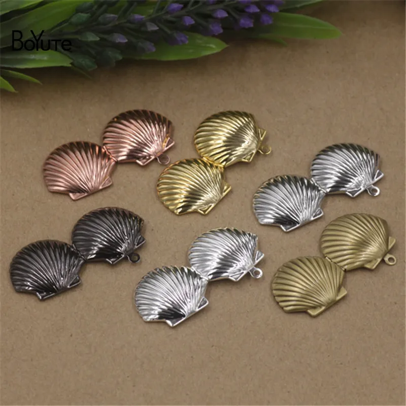 BoYuTe 10Pcs Metal Brass 22198MM Shell Locket Pendant Charms Diy Hand Made Open Photo Locket Jewelry Accessories (3)