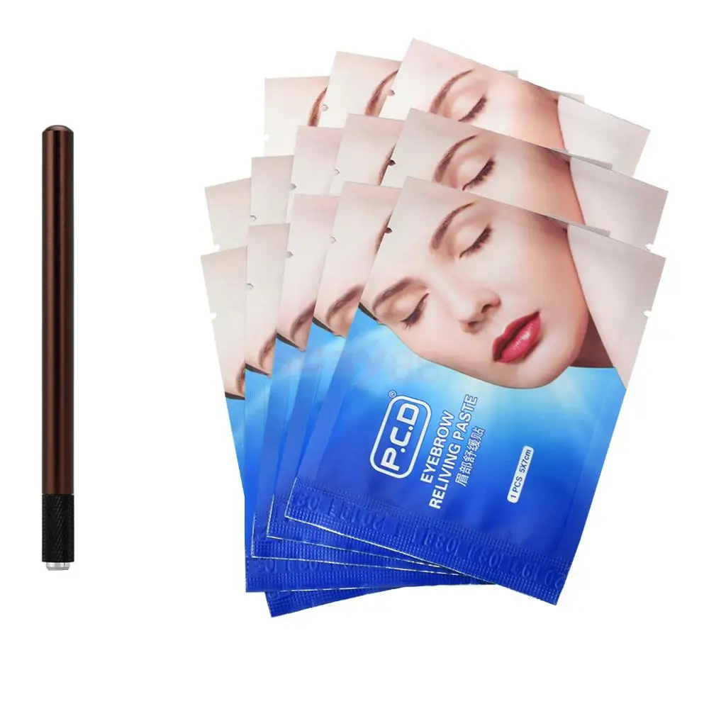 

Tattoo Permanent Makeup Eyebrow Manual Pencil with 12 Pieces Moisturizing Eyerow Tattooing Aftercare Relieving Paste