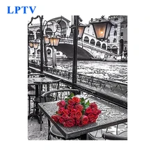 Красная роза любовь Diy цифровой бескаркасные картины маслом ручной росписью современный декор настенное украшение картина подарок Декор, живопись