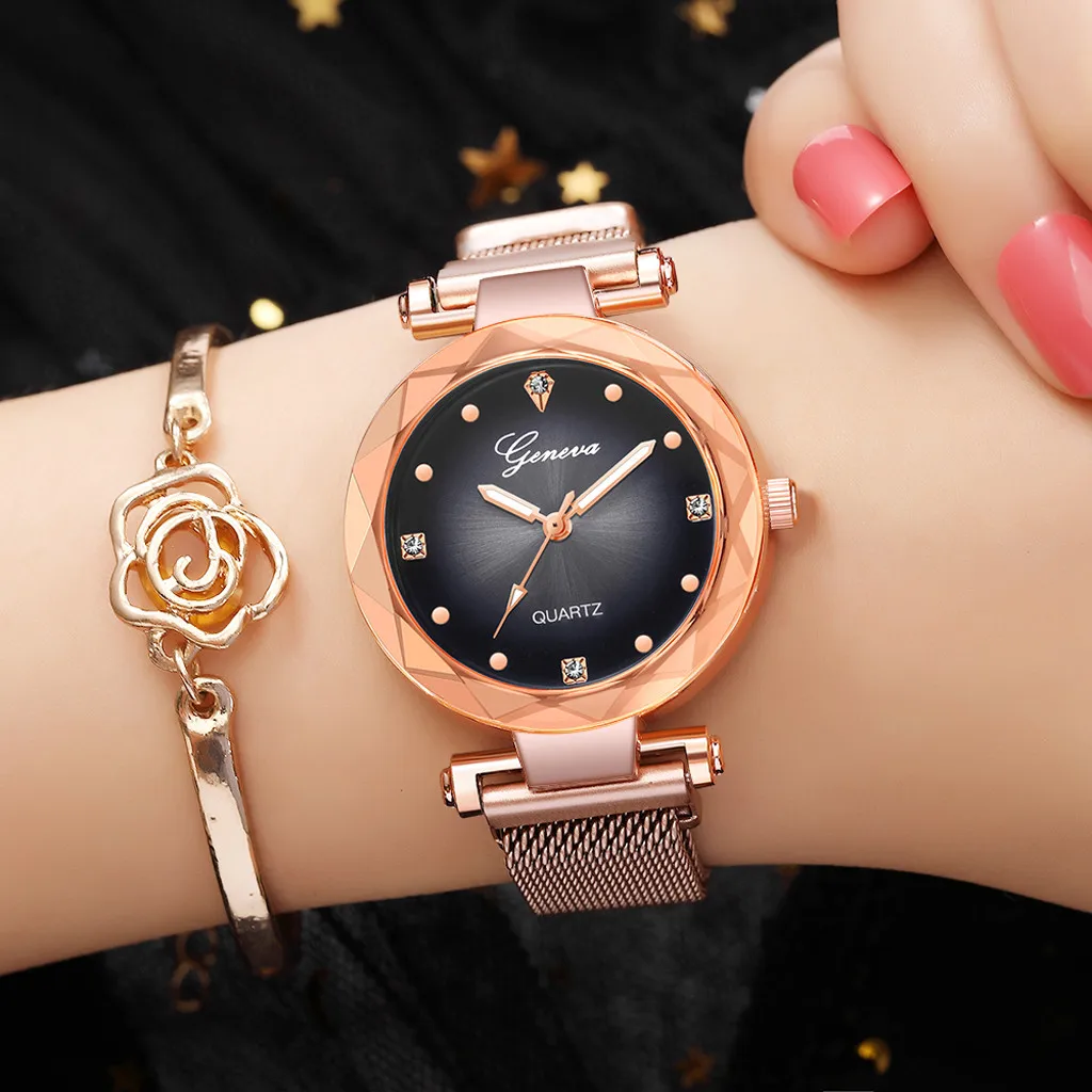 

Geneva Classic Hot Luxury Women Stainless Steel Analog Quartz Analog Wrist Watch
