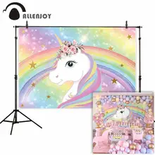 Allenjoy photographie photophone toile de fond arc-en-ciel licorne ciel enfants 1st anniversaire fête photo de fond photocall photo studio(China)