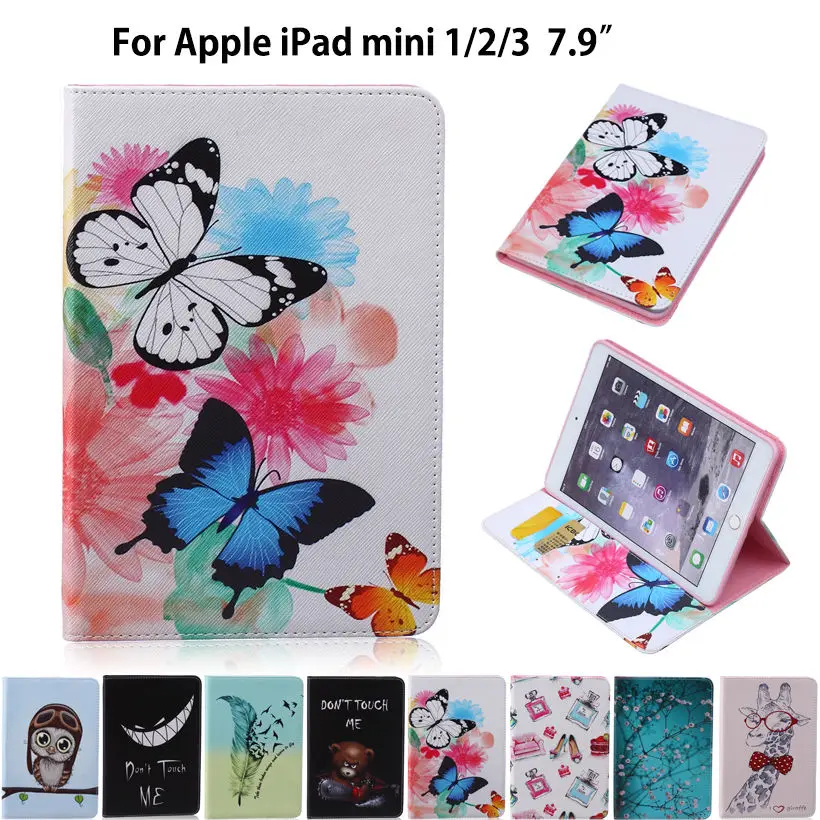 

Fashion Painted Case For Apple iPad Mini 1 2 3 7.9" Cover Funda Tablet Flip Stand Silicone PU Leather Skin Shell Coque