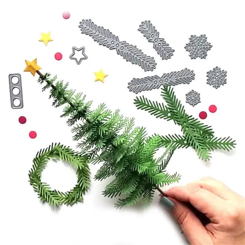 

2018 mould Metal Christmas Tree Wreath Cutting Dies Stencil Scrapbook DIY Paper Craft Gifts cute carbon steel sw0510