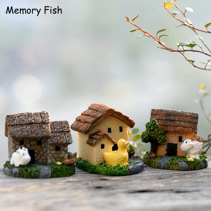 

Resin Animal Cow/Dog/Sheep/Duck Pet House mode Figures Toys Dollhouse/Moss/Bonsai Micro Garden Decoration Figurine