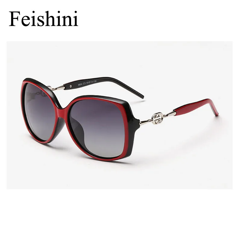 FEISHINI высокое качество FDA Мода вождения oculos de sol feminino HD UVA большая рамка градиентные солнцезащитные очки женские поляризованные винтажные