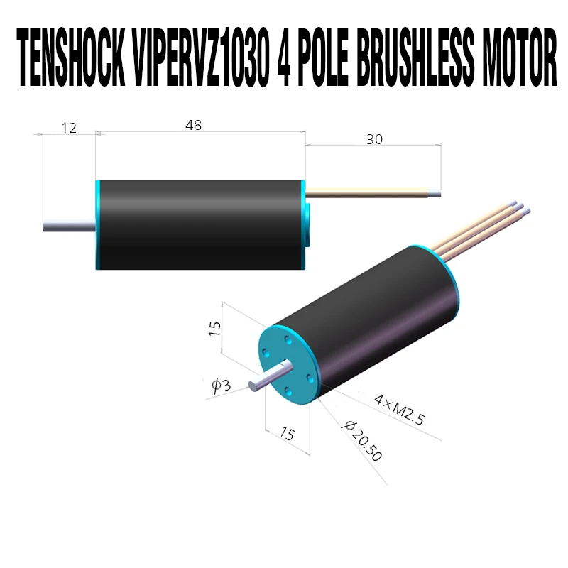 Motor sem Escova Tenshock Pólo Naviga Barco Airoplane Impulsor 4 Vz1030 12 Peças e Acessórios