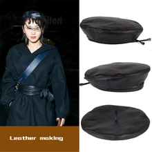 Модная весенне-осенняя зимняя шапка берет кожаная женская уличная обувь для отдыха корейский британский художник трендсеттер кожаная кепка джаз