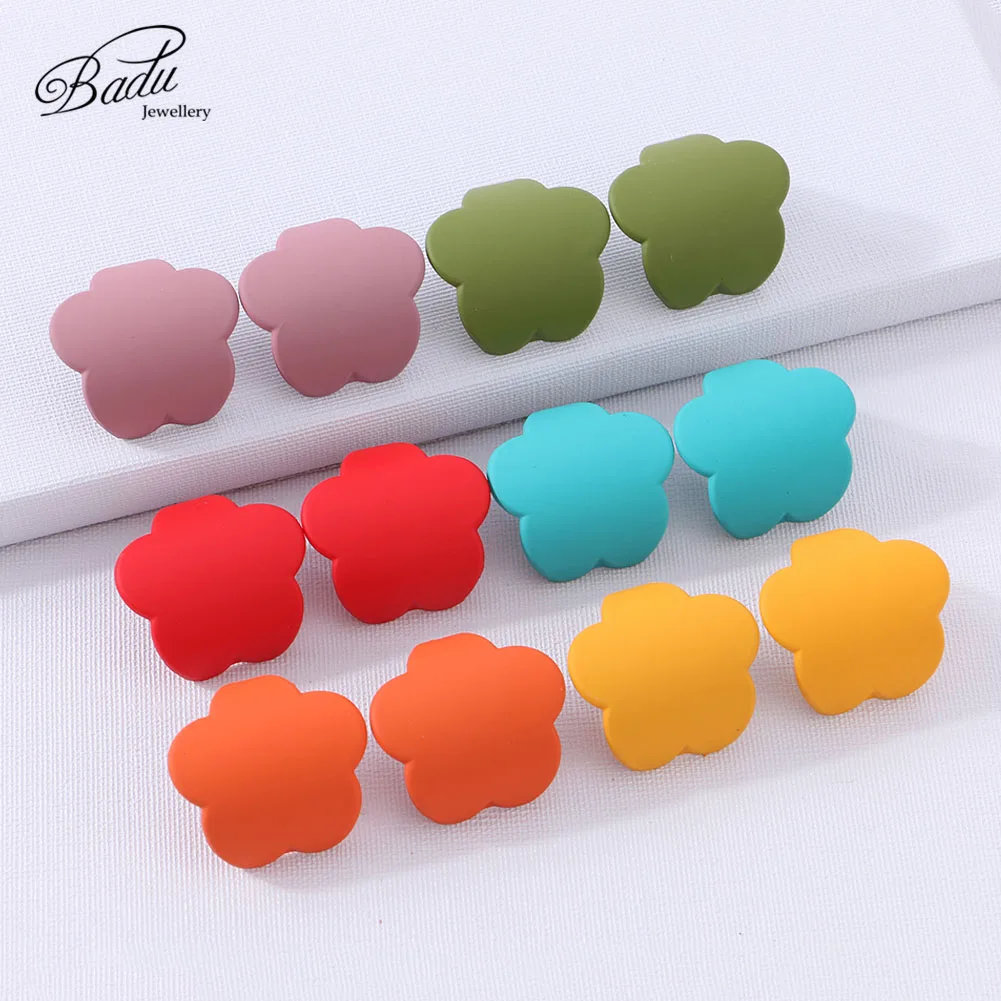 Badu 2019 Charm Women Flower Stud Earrings Small Fashion Statement Trendy Plastic 1 Pair Summer Jewelry for Girls Gift | Украшения и