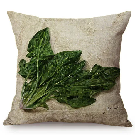 Nordic Farm Autumn Harvest Crops Oil Painting Art Style Decorative Cushion Cover Chili Olive Radish Linen Sofa Throw Pillow Case K118-13