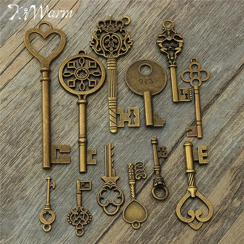 Jewelry Findings Making Accessory For DIY Necklace Bracelet m102 12pcs Antique Silver Huge Skeleton Key Craft Supplies Charms Pendants for Crafting Huge Key Charms