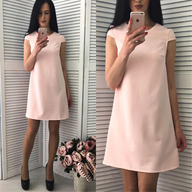 New Arrival Summer Dress 2018 Short Sleeve Casual Mini T Shirt Dress Solid O-neck Elegant Sexy Party Dresses Plus Size