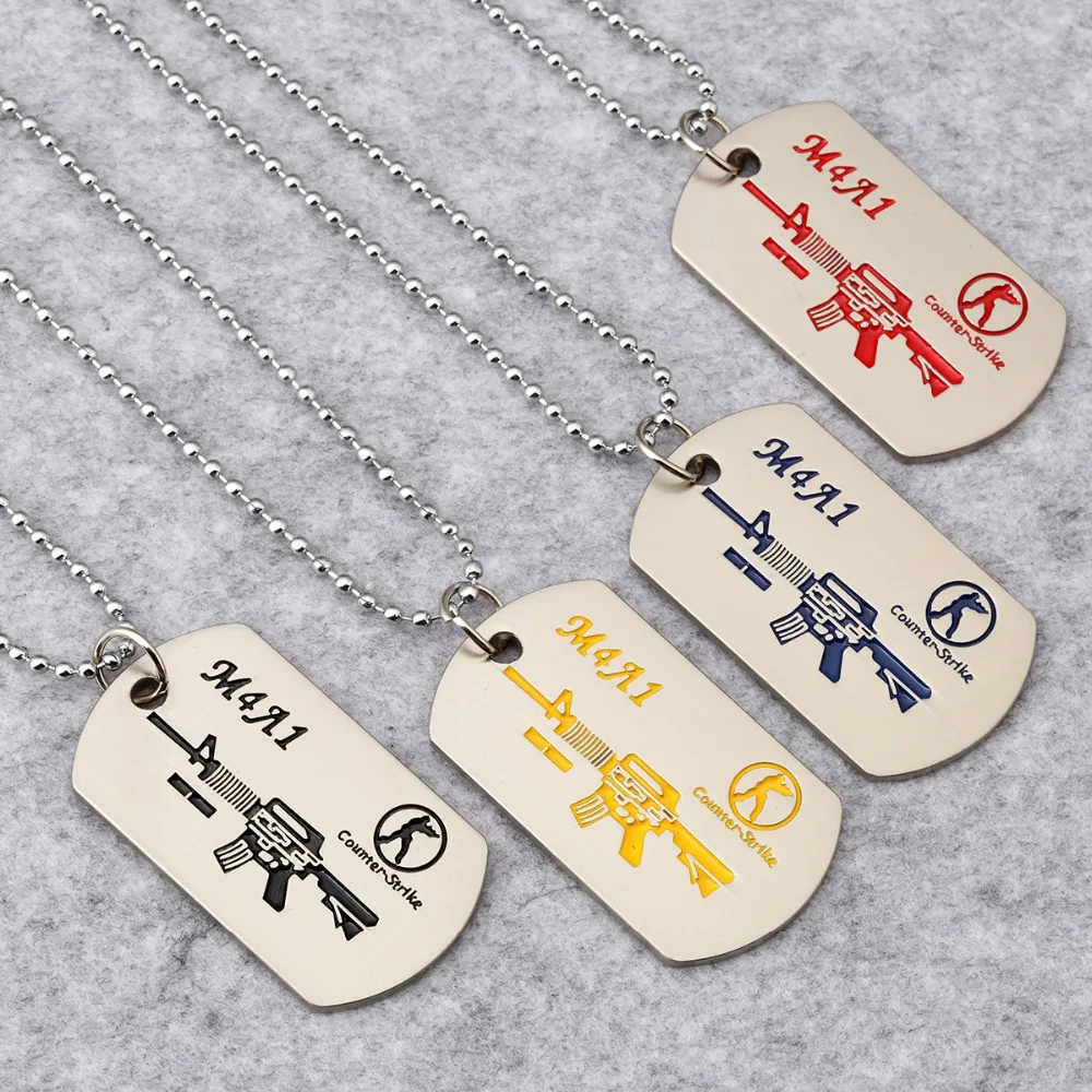 Wholesale Engraved M4A1 Pistol Gun Hip Hop Chains Design Dog Tag