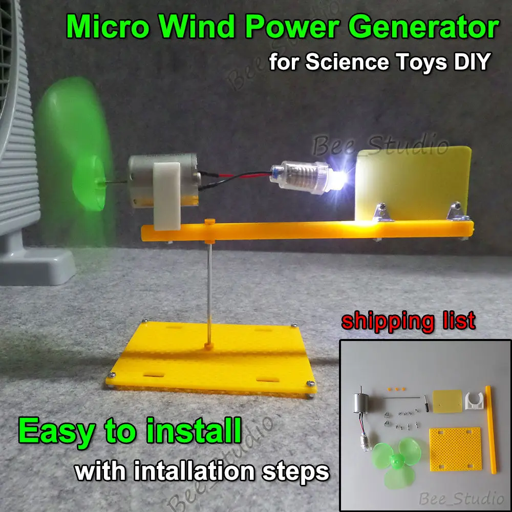 

Micro Wind Turbines Power Generator Model Mini DC Electric Motor Generator Hobby Student Children Science DIY Test Kits