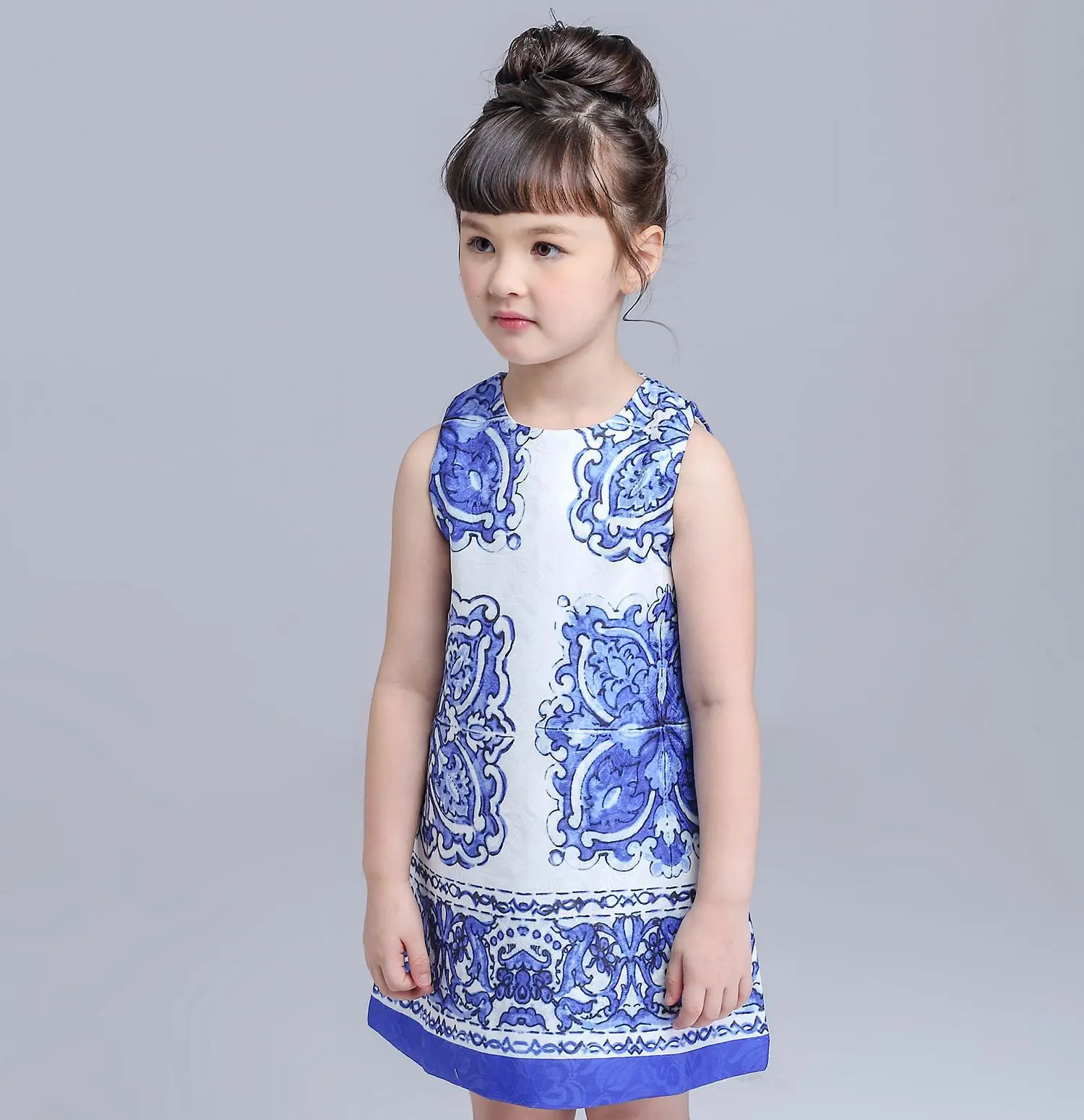 BINIDUCKLING/летнее платье для девочек; дизайнерский бренд; розовое, голубое, белое, фарфоровое платье принцессы без рукавов; праздничные Детские платья; одежда