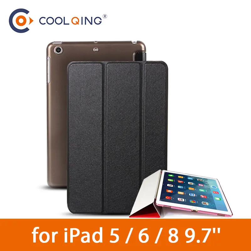 

Smart Tablets Case For iPad 5 6 8 9.7 Inch Silk Print Tri-folded Smart Wake Sleep PU Cover+PC Cases For iPad 9.7 2017 2018 Case