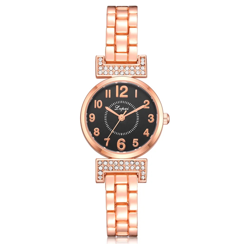 New Lvpai Fashion Brand Round Crystal Women Bracelet Watch Rose Gold Quartz Wristwatches Women Dress Watches Gift Clock - Цвет: Rose Gold