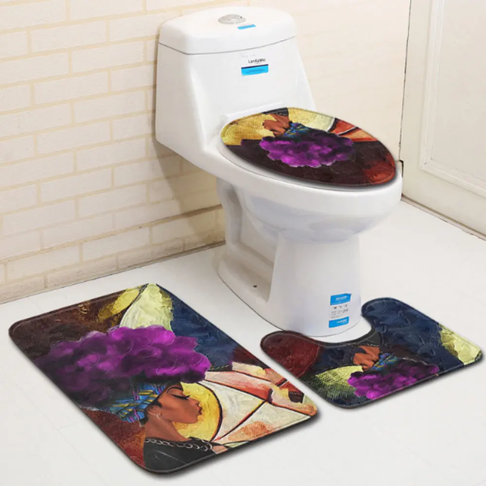 3 unids/set cubierta de asiento de inodoro cojín chica para cuarto de baño Africana bidé estera de baño conjunto de invierno alfombra para alfombras