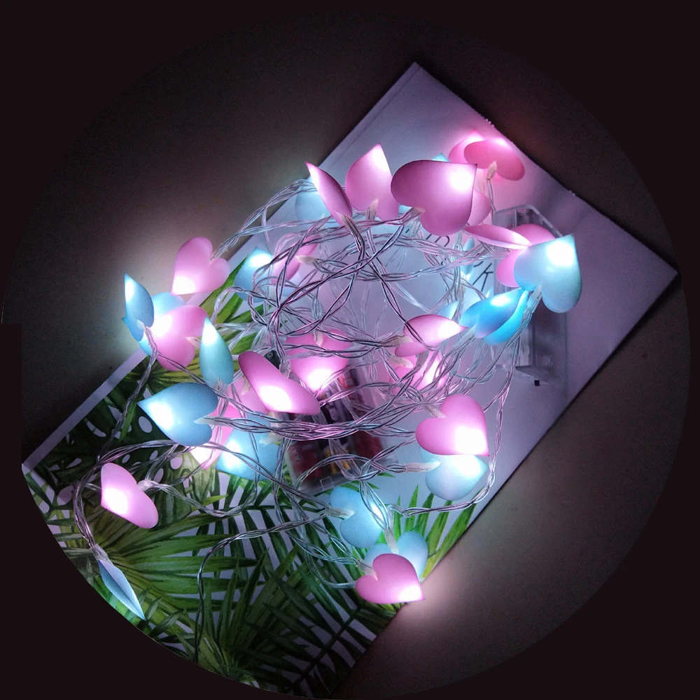 

Holiday led string light 3M 20Leds Pink or Blue Heart USB or Battery powered Romantic home decoration for New Year,Wedding,Party