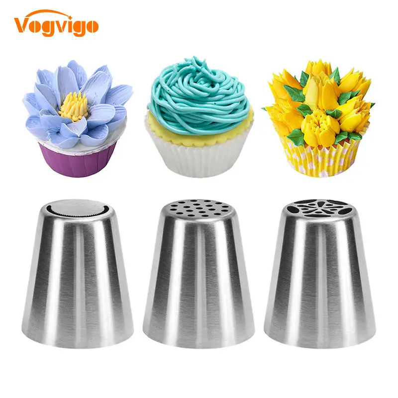 

VOGVIGO 3PCS 304 Stainless Steel Confectionery Nozzles Cake Decorating Tools Cake Flower Decoration Pastry Cream Nozzles