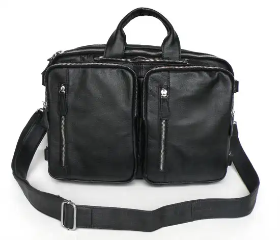 Vintage Black Men Bags Genuine Leather Bag Business Bag Briefcase Portfolio Real Leather Shoulder Men Messenger
