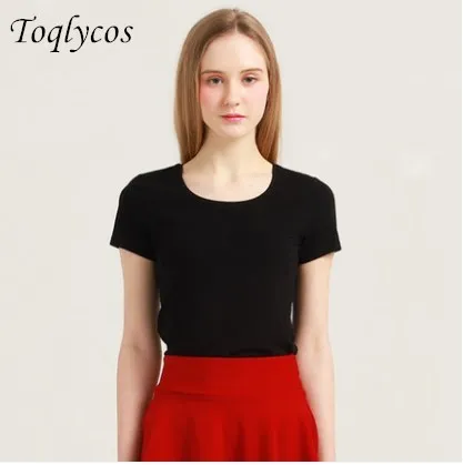 The latest monochrome short-sleeved T-shirt for women summer tight top white slim round neck shirt for women Tops
