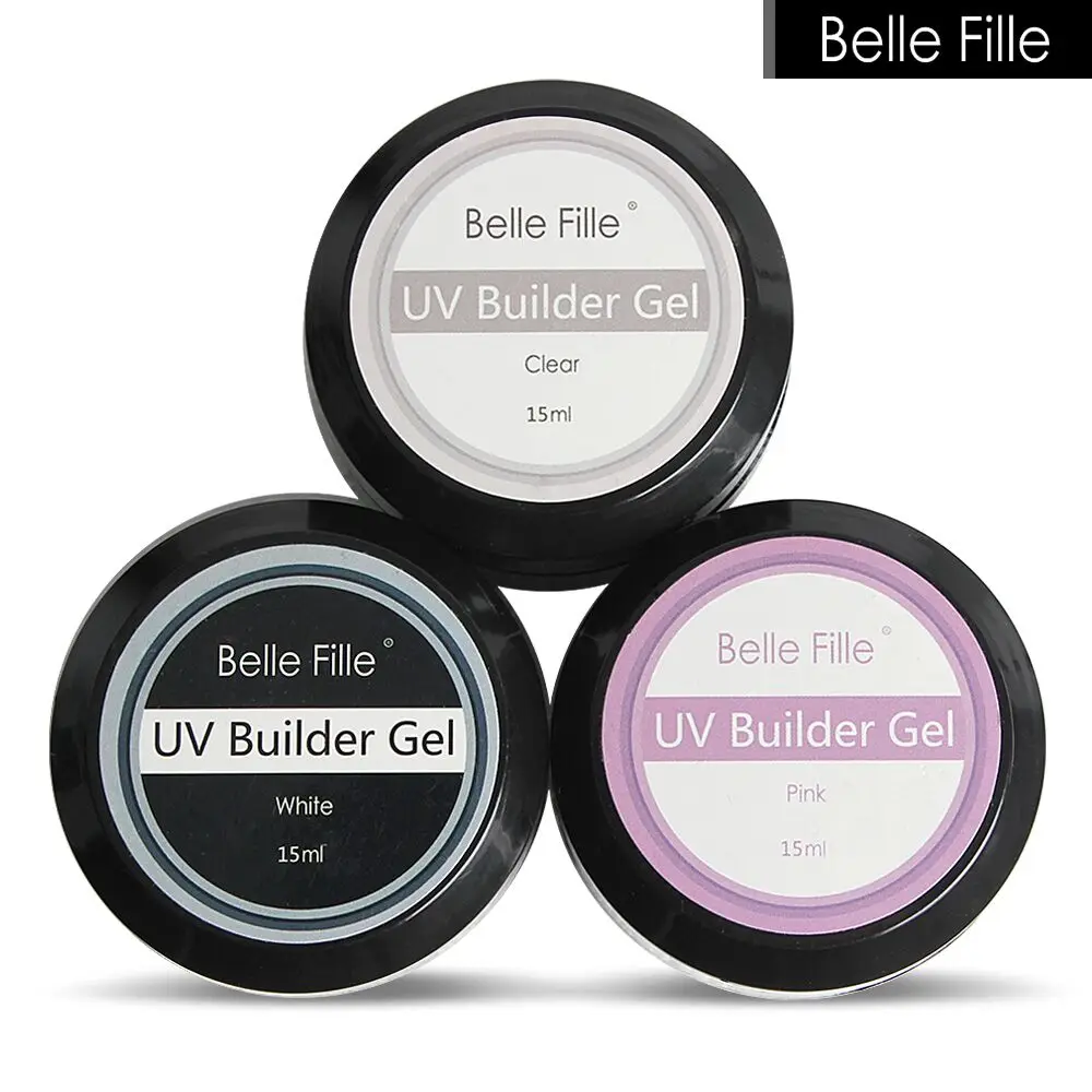 Belle Fille прозрачный строитель гель французский маникюр ногти Гель лак
