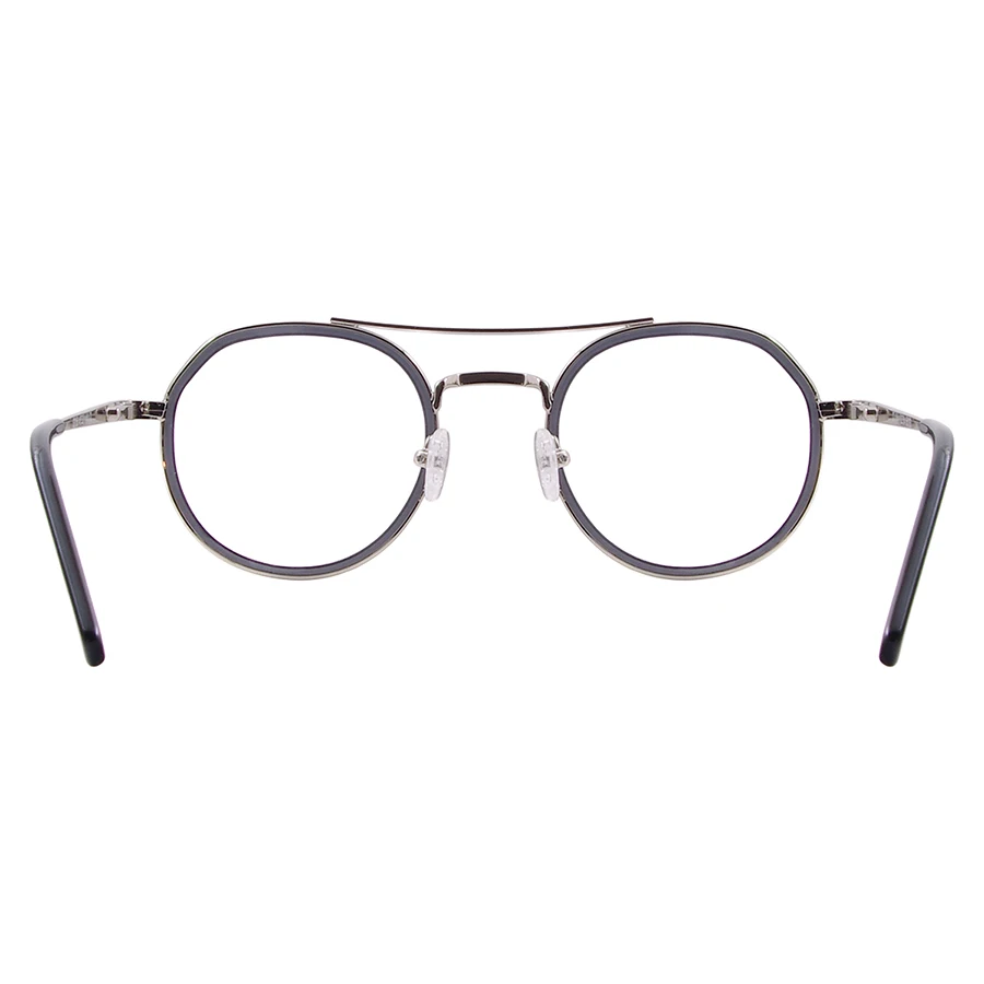 Men Women Round Vintage Eyeglasses Metal Full Rim Double Bridge Spectacles with Spring Hinge For Prescription Lenses