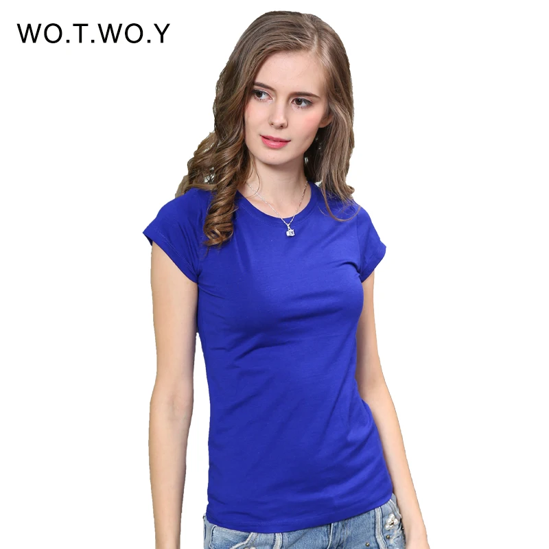 מוצר High Quality 18 Color S3XL Plain T Shirt Women Cotton Elastic