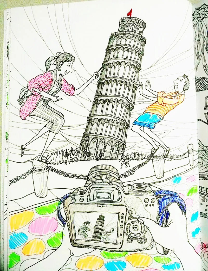Italia Viaggi Libro Da Colorare Per Bambini Adulti Antistress Arte Disegno Pittura Graffiti Colouring libri Libro Colorear Adultos in Italia Viaggi Libro Da