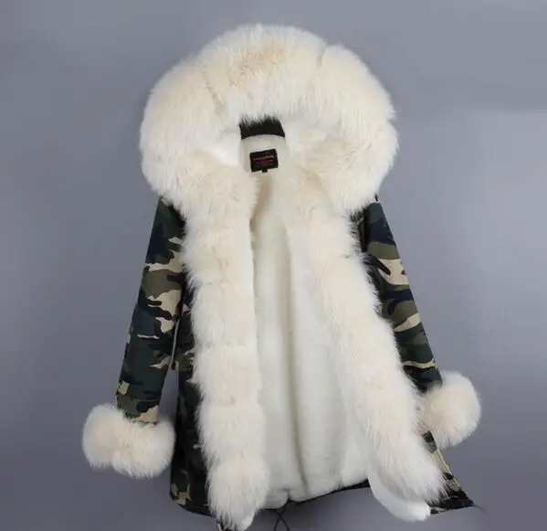 MAOMAOKONG камуфляжная зимняя куртка женская верхняя одежда толстые парки натуральный Лисий меховой воротник пальто - Цвет: 26