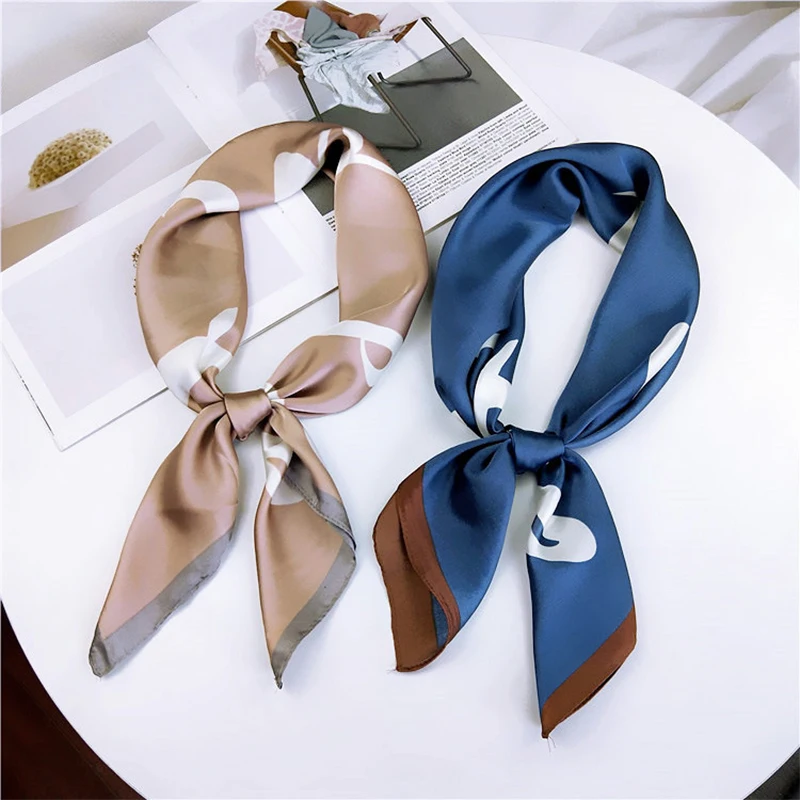 

70*70Cm Fashion Women Square Satin Scarf Wild Wraps Elegant Printing Head Foulard Neck Scarves Hair Tie Band Neckerchief Scarf