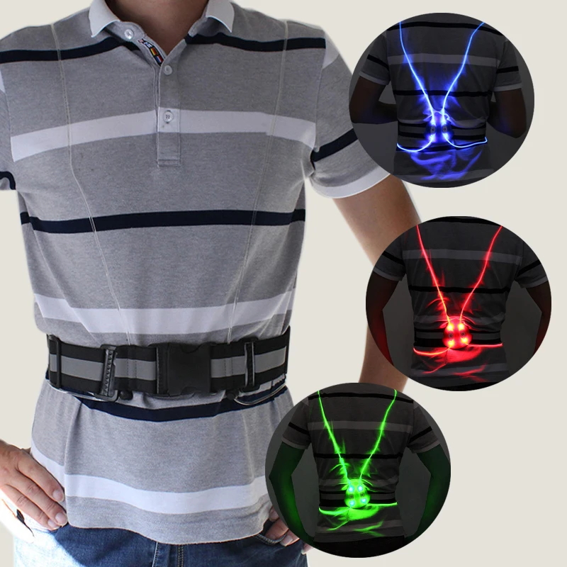 

Visibility Cycling Flashing LED Vest Fiber Optic Night Running Cycling Fluorescent Reflective Vest Reflective Adjustable Belt