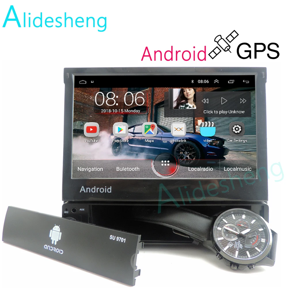 

Storage box Car Stereo Audio Radio Bluetooth 1DIN 7" HD Retractable Touch Screen Monitor Player AUX FM MP5 Stereo Audio