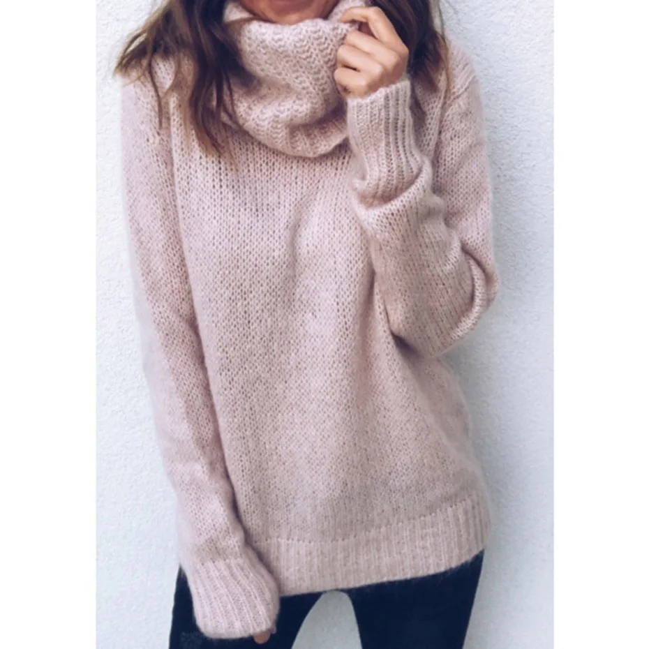 

ZOGAA Winter Women's Sweaters Solid Casual Turtleneck Sweaters Thin Pullover Jumper Knitted Sweater Warm Plus Size 5XL Pullovers