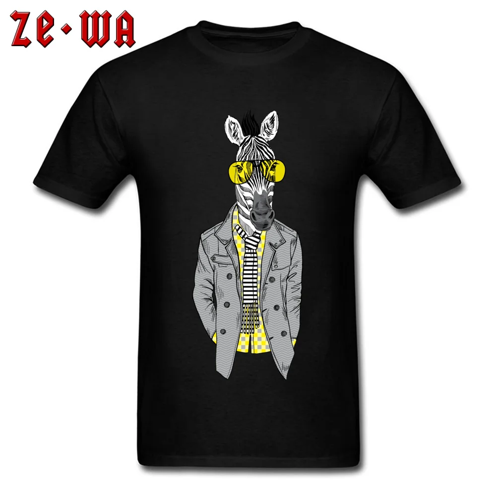 Short Sleeve Tops Shirts Crewneck 100% Cotton Fabric Mens T-shirts horse fashion zebra825y Cool Tshirts Discount horse fashion zebra825y black