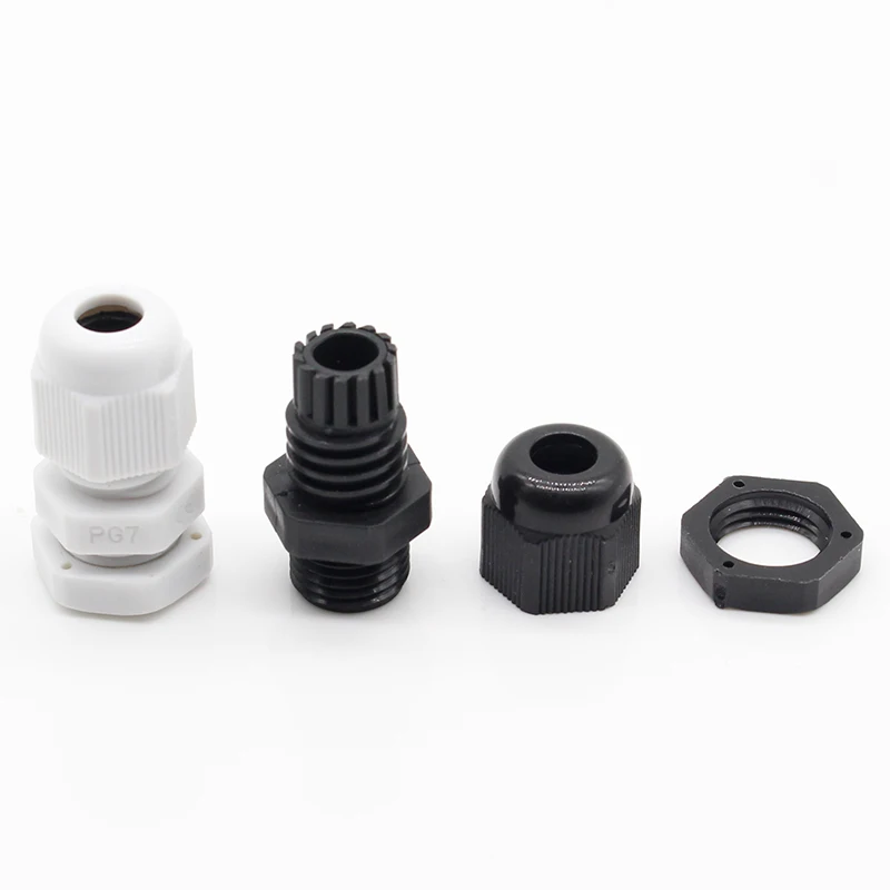 10pcs IP68 PG7 3-6.5MM Waterproof Nylon Cable Gland No Waterproof Gasket Plastic Cable Gland Cable Gland