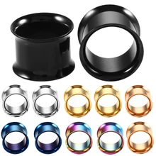 Aço cirúrgico 316l anodizado colorido sem rosca, dupla larga oco cavidade túnel da orelha plugue, expansor do ouvido, medidor de jóias do corpo