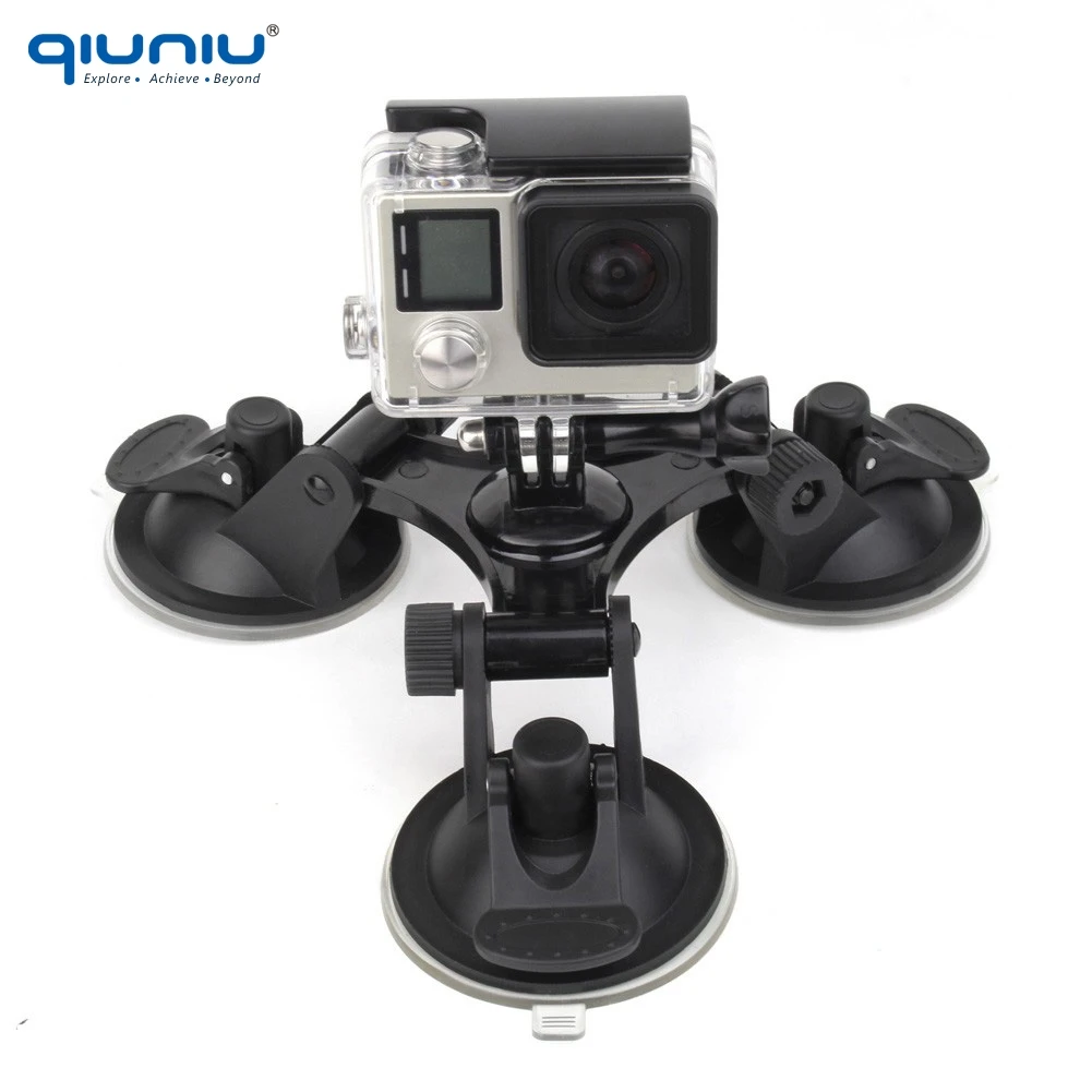 QINNIU тройной вакуум 3 Feets присоска держатель для GoPro Hero 7 6 5 4 3 для SJCAM для Xiaomi YI для Go Pro аксессуар